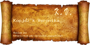Kopják Veronika névjegykártya
